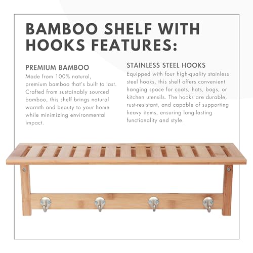 Toilettree Products TTP-BWS-1 100% Bamboo Wooden Natural Shelf thumb #2