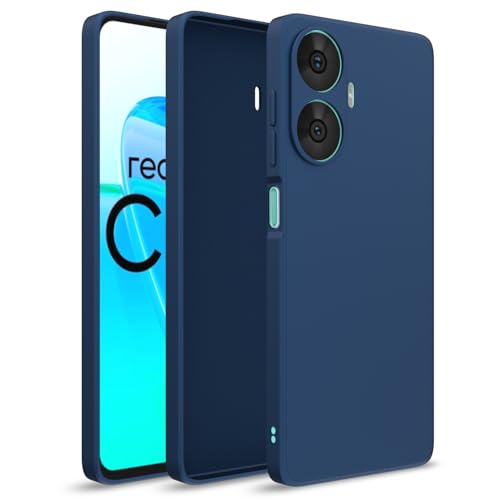 Image of Outlouders Back Cover for Realme Narzo N55 / Realme C55 | Camera Protection | Durable Soft Matte Silicone Bumper Case (Blue)