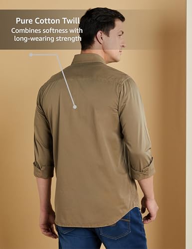 Image of Symbol Premium Men Long Sleeve Casual Washed Cotton Twill Shirt (Regular Fit)