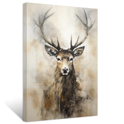 ZXHYWYM Hirsch Leinwandbilder Elchkopf Gemälde abstrakte Vintage...