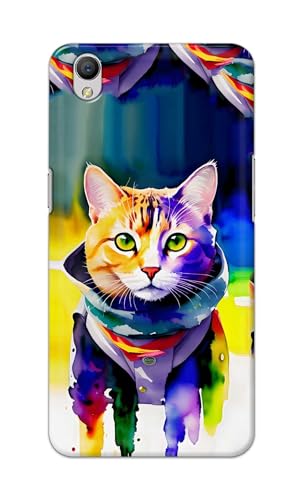 Image of Printed Hard Back Cover for Oppo A37 (2016) Back Cover (Coloured Cat) -190724(EA)