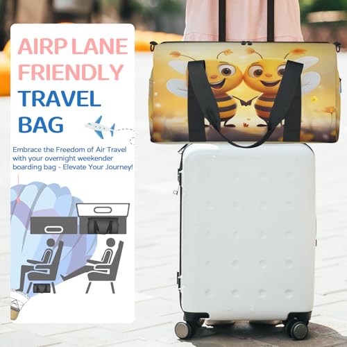 Bee Design Sports Duffle Bag for Women Men Waterproof Overnight Weekender Bag with Adjustable Strap Travel Tote Bags for Beach Yoga Work Dance Swim3