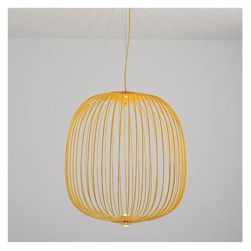 Lustre cage à oiseaux nordique jaune D35cm avec LED intégrée