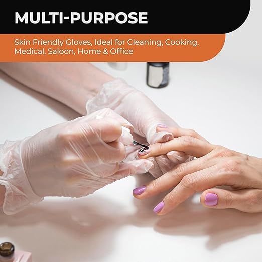 PRAIMA Clear Vinyl Gloves, 200 Count, Clear Disposable Gloves (200, Large) - Image 4