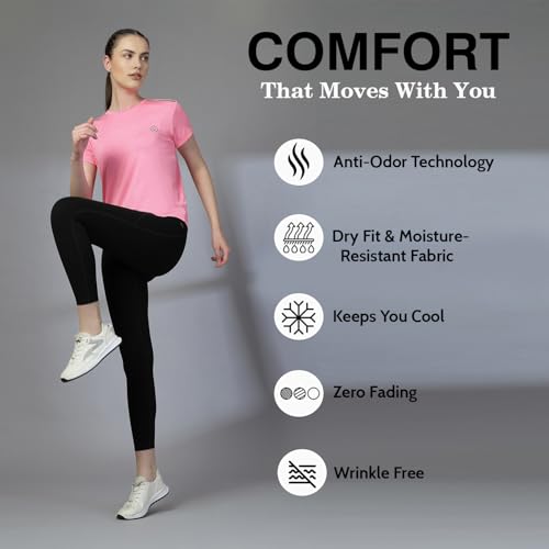Image of CHKOKKO Gym Tshirt for Women Workout Dry Fit t Shirt Sports Tshirt Lightweight Round Neck Breathable Half Sleeve Activewear Running Yoga Tops for Woman