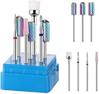 Carbide Nail Drill Bit Set - Diamond Nail Drill Bits for Acrylic Nails Drill Brush Remove Gel Nail Bits for Nail Drill Efile Nail Drill 3/32 inch Acrylic Nails(7Pcs Carbide Bits Kit for Nail Drill)