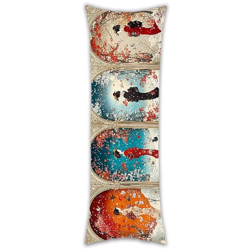 Almohada de Cuerpo Entero 40x145cm, Larga cojin Geisha Woman Almohada Corporal, Dormir de Lado, Soporte Firme para Espalda y Caderas, Funda Transpirable, Funda de Terciopelo Extraíble, Regalo F-932