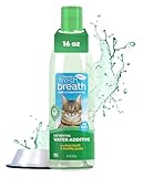 TropiClean Fresh Breath Water Additive for Cats, Cat Teeth Cleaning and Breath Freshener Solution, Complete No Brushing Dental Care, 16 oz.