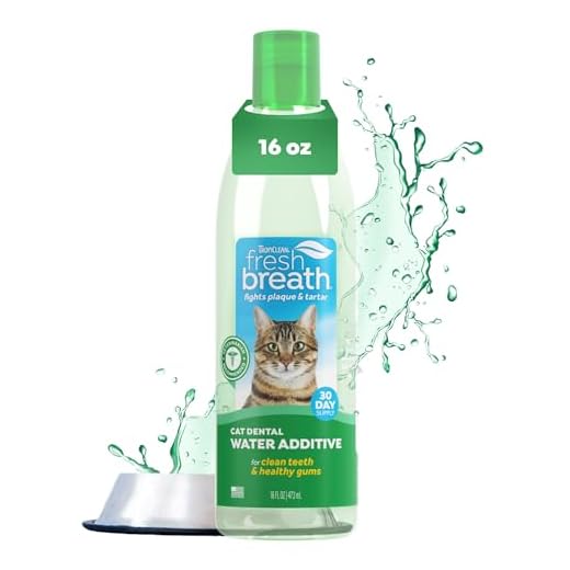 TropiClean Fresh Breath Water Additive for Cats, Cat Breath Freshener, 16oz