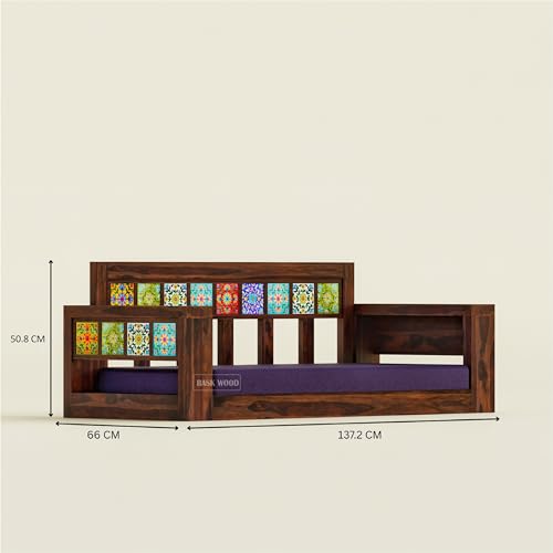 Image of Wooden Swing for Balcony, Solid Sheesham Wood 3 Seater Jhula with Cushion, Heavy Duty Hanging Sofa Bench for Living Room, Indoor Traditional Indian Wooden Swing | Walnut Finish