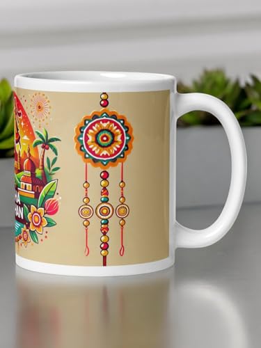 Image of Better Gift Flowers Happy Rakshabandhan Traditional Design Customized Mug, Round Shaped Multicolor Themed Coffee Mugs, Mug for Gifting, Gifting Items for Family, Friends & Closed Ones