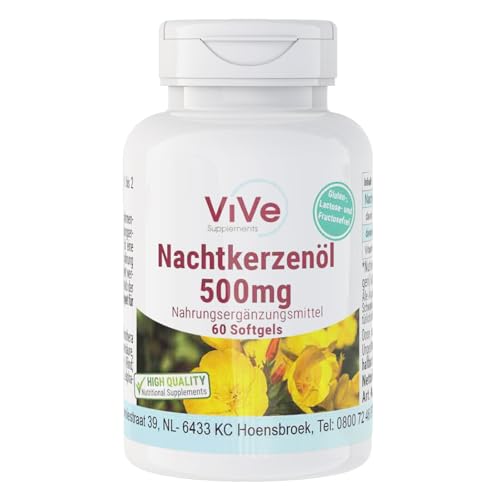Nachtkerzenöl - 60 Softgels - Omega-6-Fettsäuren Gamma-Linolensäure und Linolsäure | Qualität aus Deutschland von ViVe Supplements