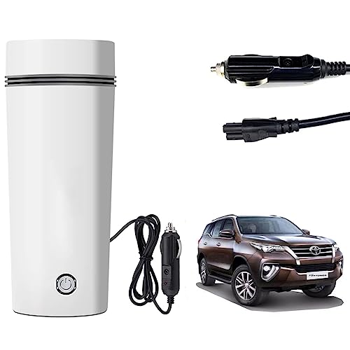 Image of Oshotto 12V Portable Electric Kettle Cup Stainless Steel Electric Kettle Auto Shut-off For Travel Camping, Road Trip Compatible with Toyota Fortuner 2016-2026 (350ml) - White