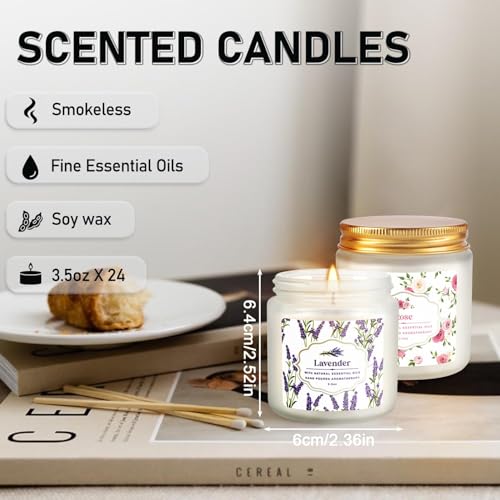 Image of 24 Pack Candles for Home Scented Aromatherapy Candles Gifts Set for Women, Natural Soy Wax Candle, 3.5 oz Long Lasting Candles, Birthday, Valentine, Christmas, Anniversary Present