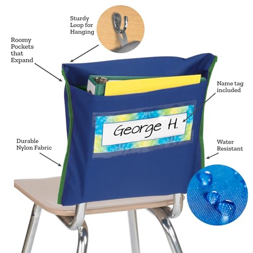 Image of Really Good Stuff Store More Deep-Pocket Chair Pockets, 6-Pack, Navy
