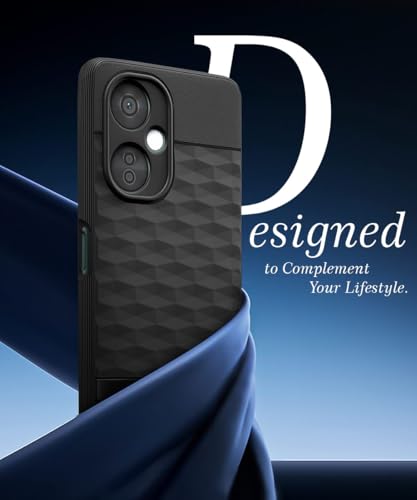 Image of WOW IMAGINE Back Cover for 1+ OnePlus Nord CE 3 Lite 5G with Hexa Cube Design | Ultra Slim Soft Rubberised Case | Inner Velvet Fabric | Matte Silicone Flexible Mobile Case | Camera Protection - Black