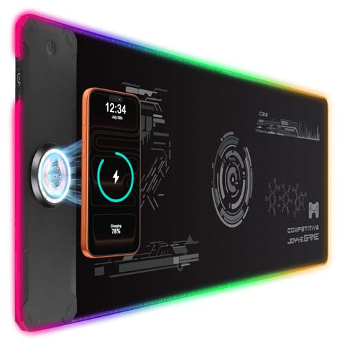 Large Gaming Mouse Pad with Magnetic Wireless Charger 15W Fast Charging, RGB...