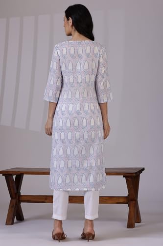 Image of W for Woman Schiffli Embroidered Straight Rayon Kurta
