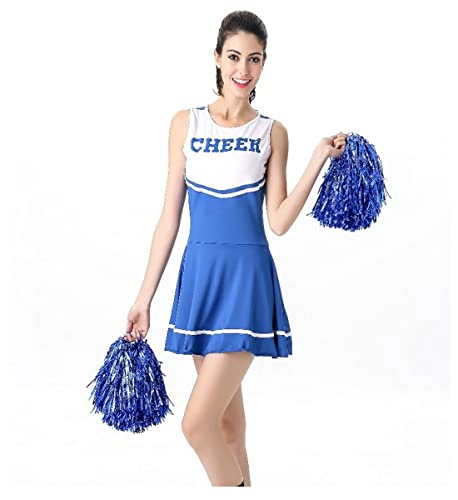 Women's Musical Uniform Fancy Dress Cheerleader Costume Outfit (Blue) #TOP3