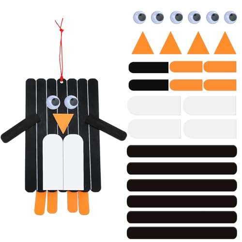 12 Pack Penguin Craft Kit Wooden Ornaments