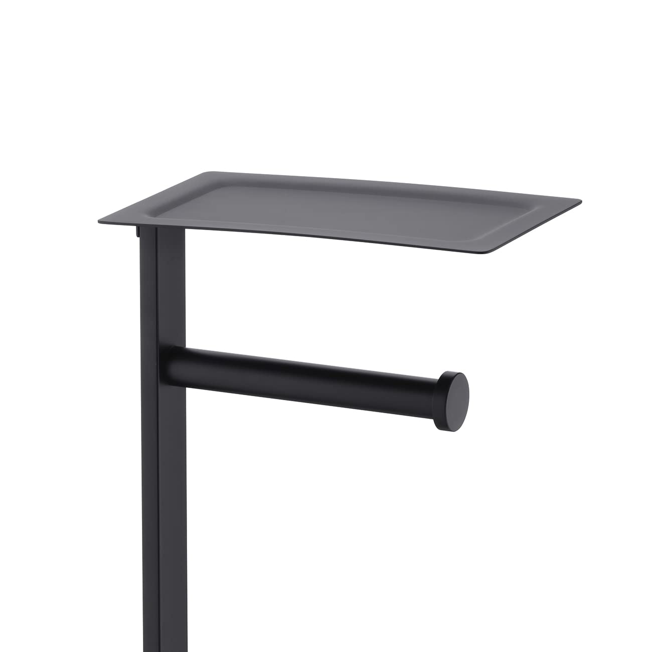 Miyili Portarotolo autoportante nero opaco con mensola, dispenser di carta per asciugamani di carta organizer per bagno stile quadrato, F04B2