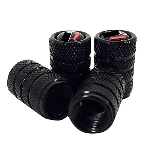 4 Piezas Tapones Rueda Coche, Tapones de Válvula Aluminio, Antipolvo Rueda Coche para AU A1/3/4/5/6/7/8 Q3/5/7/8 R3S S Serie, Accesorio de neumático de Coche, Negro Cover