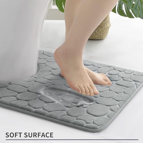 YIHOUSE Memory Foam Bath Mat Cobblestone Bathroom Rugs Super Water Absorbent Bath Mats for Bathroom Machine Washable Bath Rugs(20 x 24,Light Gray) - image 8