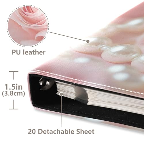 Álbum de fotos adhesivo DIY Scrapbook con impresión de rosas y perlas, 3 anillos, 40 páginas, 8x10 para recuerdos miniatura 4