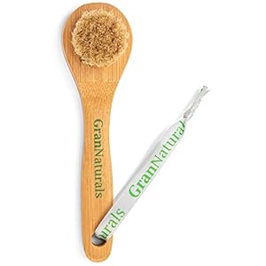 GranNaturals Manual Facial Brush Dry Brushing Scrubber – Natural Bristles for Exfoliation – Promotes Lymphatic Drainage, Deep Cleansing, Gentle Pore Cleaning for Glowing, Soft Skin – Wooden Handle