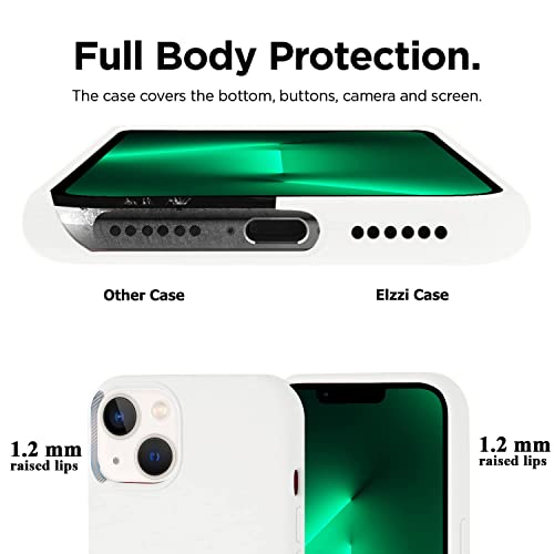 Image of VONZEE Microfiber Logo Cut Cover Compatible for iPhone 13 Case Cushion Liquid Soft Silicone Gel Rubber Phone Cases Non-Slip Full Body Protective Shockproof Back Cover 6.1 inch, White