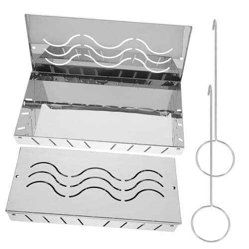 Happyyami Caja De Ahumado De Carbón Jaula De Parrilla 2 Cajas Soporte Para Carne Fácil Configuración Para Barbacoa De Gas