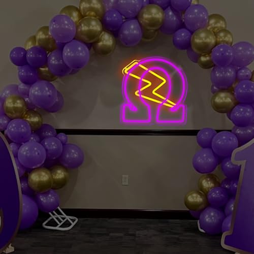 Image of Tiabuy Psi Phi Fraternity Neon Signs for Wall Decor,Omega Neon Lights with Dimmer Switch, USB Power LED Neon Lights for Birthday Gfits, Party Decor, USB Power Sorority Gifts