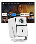 Wanbo T2 Ultra Mini Projector Portable with 500 ANSI Lumens - Smart, Bluetooth 5, Android TV, Built-in Chromecast & 10W Speakers - Home Cinema with Rotating Projection & Auto-Focus