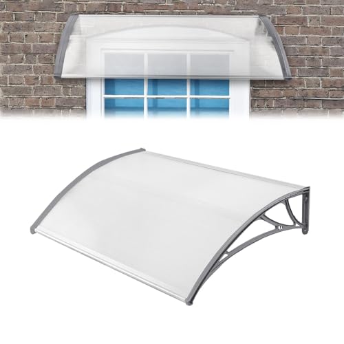 LZQ Auvent pour porte d'entrée - 150 x 100 cm - Gris - En polycarbonate transparent - Protection contre les intempéries - Auvent de porte d'entrée pour toit...
