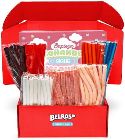 BELROS Pack Surtido Regalices 1,8kg con 7 Bolsitas Mix Regaliz. Gominolas y Golosinas. Idea Detalle Para el Dia de la Madre. Caja Especial Regalo Rosa. Ideal para Celebraciones, Cumpleaños y Fiestas