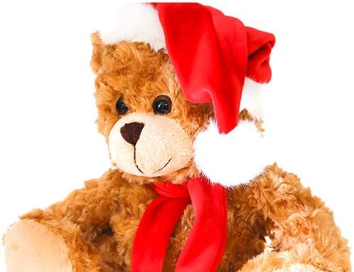 Miniatura 3 de Plushland Adorable oso de peluche de Papá Noel suave y peludo, juguetes navideños de animales de peluche, accesorios de Navidad, un regalo perfecto