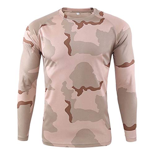 GDJGTA Shirt for Men's Outdoor Quick-Drying Camouflage Long Sleeves Tops Blouse T-Shirts