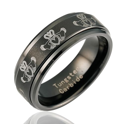 100S JEWELRY Black Tungsten Spinner Rings For Men Women American Flag Air Force Skull Dragon Design Wedding Band Promise Engagement Size 6-163