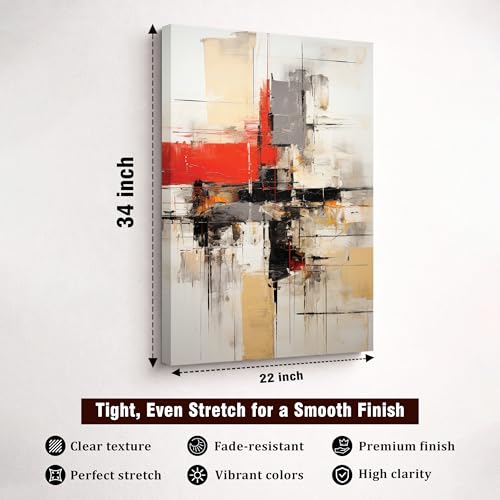 Image of Abstract Multicolor Stretched Canvas Painting For Living Room | Expressionism Texture Stretched Canvas Wall Art For Livingroom Home Decor, Bedroom, Hallway's, Office, Hotel - 56x86 cm