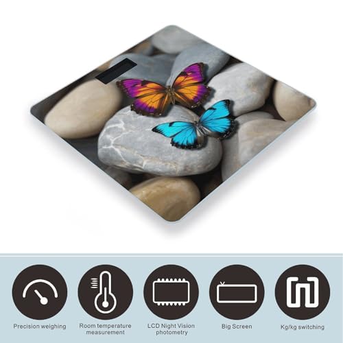 Báscula Digital de Baño Colorida con Diseño Piedra y Mariposa miniatura 3