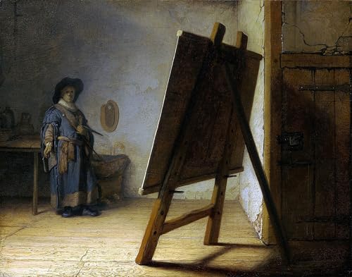 Tableau Rembrandt l'artiste dans son atelier pour décoration chambre et salon vintage