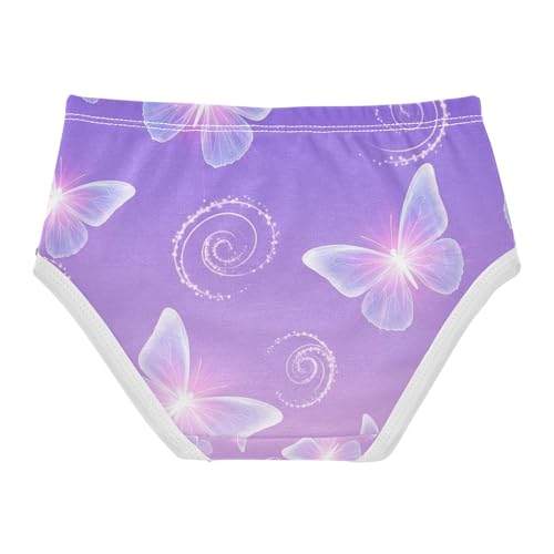 Kids Underwear Girls, Glowing Butterflies Purple Toddler Briefs, Cotton Girls Underwear, 2T–8 Years2