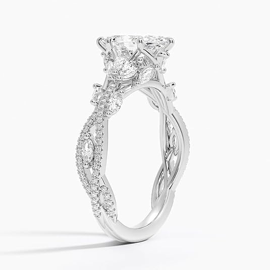 1 Ct-5 Ct Colorless Moissanite Engagement Ring, Secret Garden, Nature-Inspired Wedding Ring, Solid 10K/14K/18K Gold Anniversary Promise Ring for Her