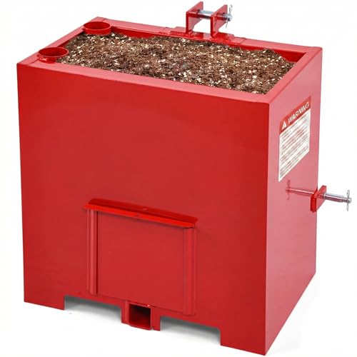 Image of YITAMOTOR 3 Point Tractor Ballast Box for Category 1 Tractors, 800 lbs Weight Ballast Height Box Attachment with 2'' Quick Trailer Hitch Receiver for Tractors, Loaders and Skid Steers, Red