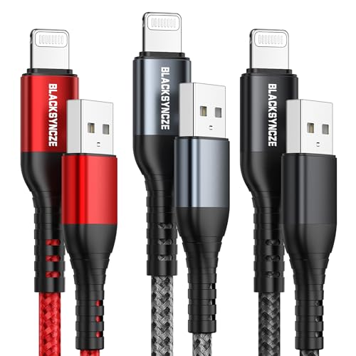 BLACKSYNCZE iPhone 充電ケーブル 1M 3本セットライトニングケーブル 【MFi 認証/C89コネクタ】Lightningケーブル 2.4A 急速充電 アイフォン充電ケーブル 超タフ高耐久 iPhone ケーブル iPhone 13 12 11/iPhone 13 12 11 Pro Max Mini/XS/XR/X/8 Plus/8/7Plus/7/6Plus/6 対応