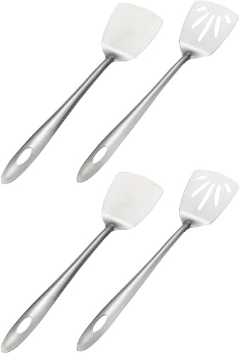 Hemoton 4 espátulas de acero inoxidable ranuradas, espátulas antiadherentes de pescado para panqueques, huevos, utensilios de cocina para ollas,