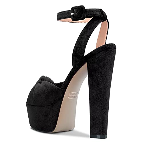 Castamere Women High Chunky Block Platform Heel Peep Open Toe Ankle Strap Bow-knot Sandals3