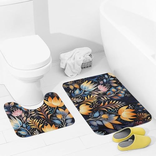 2 Piece Bathroom Rugs Sets Soft Absorbent Bath Mat for