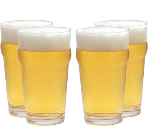 Image of Sipologie Imperial Pint Beer Glass 570Ml, Set Of 4 - Classic British Style Beer Mug - Great For Gifting, Transparent