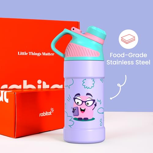 Image of Rabitat Mizu Vacuum Insulated Water Bottle Chatter Box 410 ml | 2 Years Brand Warranty | Water Bottle for School Kids | Thermos Flask | Upto 18 hrs Hot and Cold Steel Water Bottle | ISI Certified